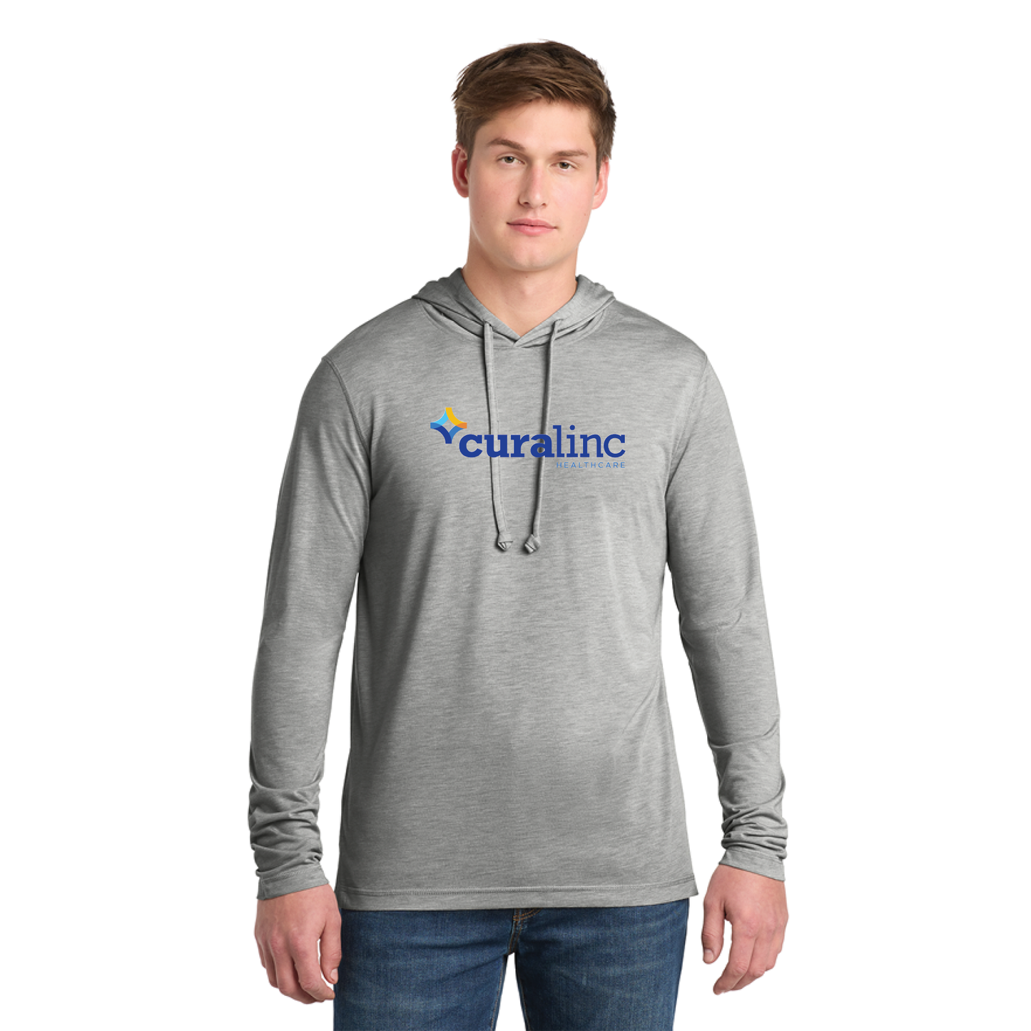 Sport-Tek® PosiCharge® Tri-Blend Wicking Long Sleeve Hoodie - Light Grey Heather