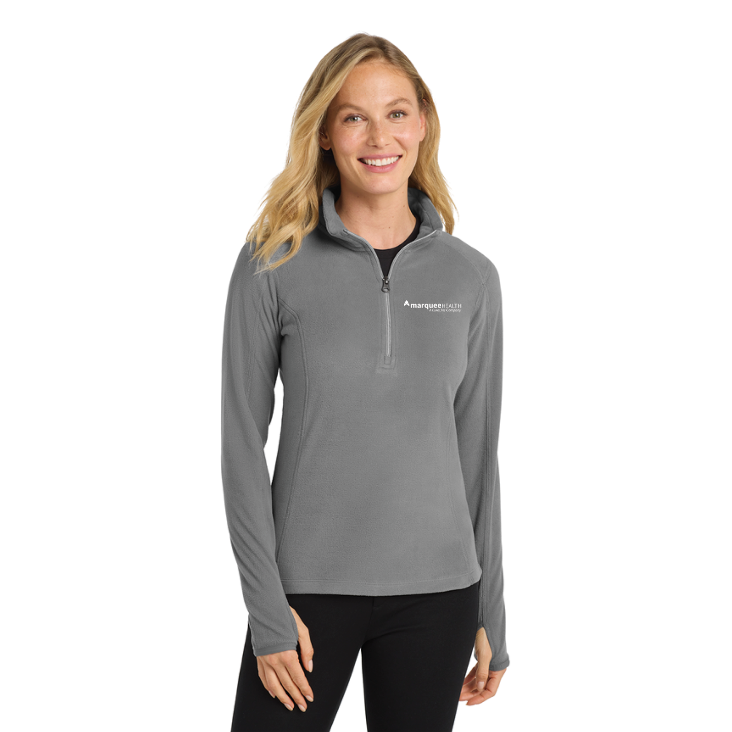 Port Authority® Ladies Microfleece 1/2-Zip Pullover - Pearl Grey