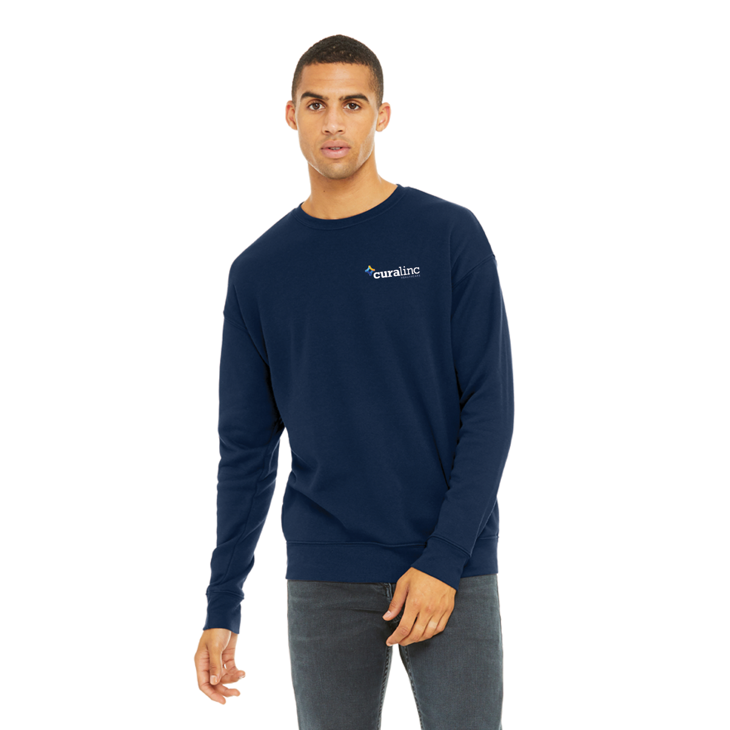 Bella Canvas Sponge Dropshoulder Crewneck Sweatshirt (Unisex) - Navy