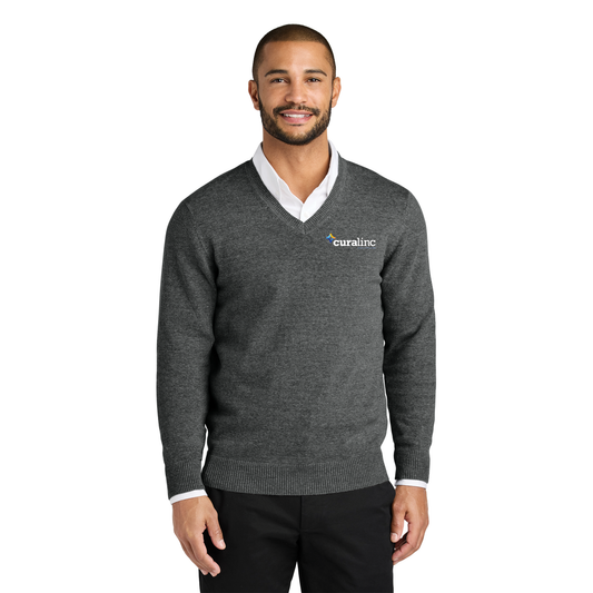 Port Authority® Easy Care V-Neck Sweater - Charcoal Heather