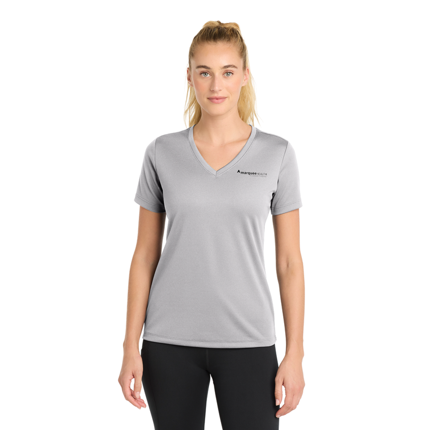 Sport-Tek® Ladies PosiCharge® RacerMesh® V-Neck Tee - Silver