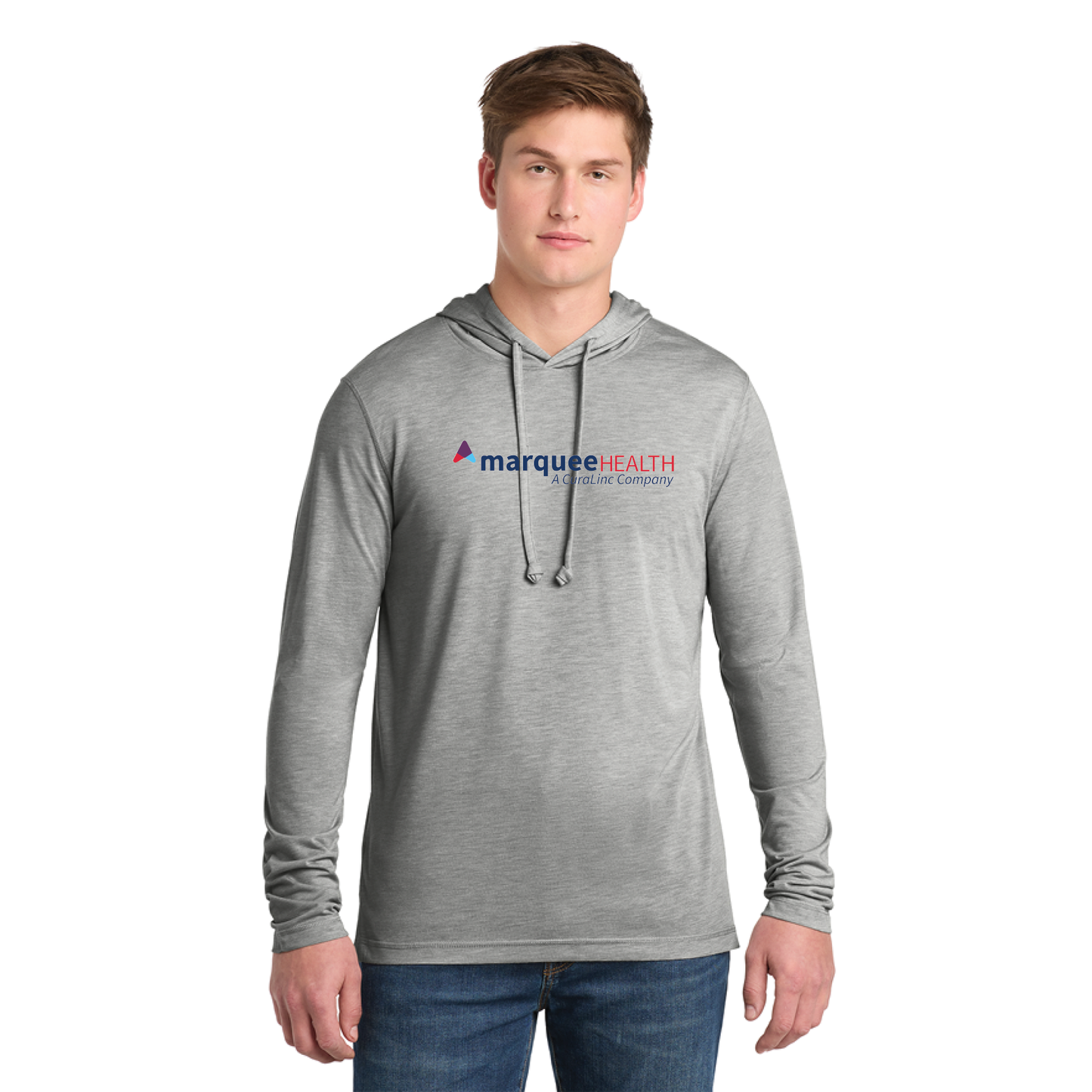 Sport-Tek® PosiCharge® Tri-Blend Wicking Long Sleeve Hoodie - Light Grey Heather